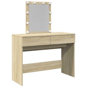 vidaXL sonoma t&ouml;lgy sz&iacute;nű f&eacute;s&uuml;lk&ouml;dőasztal LED-del 100 x 40 x 130 cm