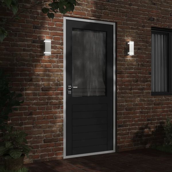 vidaXL ezüstszínű rozsdamentes acél kültéri falilámpa