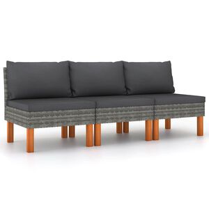 vidaXL 3 db polyrattan &eacute;s t&ouml;m&ouml;r eukaliptuszfa k&ouml;z&eacute;pső kanap&eacute;
