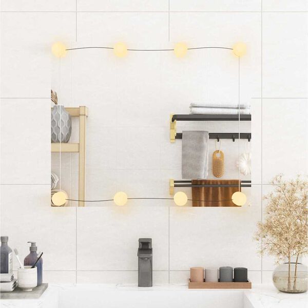 vidaXL t&eacute;glalap alak&uacute; &uuml;veg falit&uuml;k&ouml;r LED f&eacute;nyekkel 50 x 60 cm