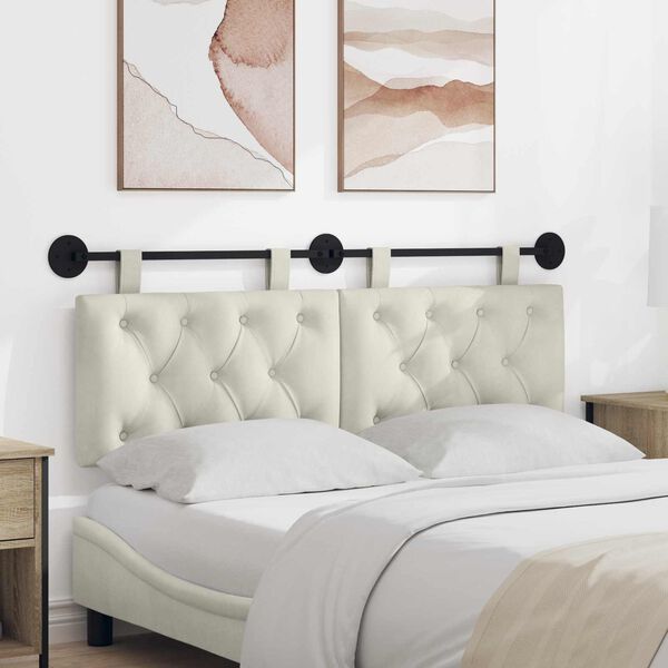 vidaXL Fali Fejt&aacute;mla Falra szerelhető Kr&eacute;m 130 x 55 x 7 cm B&aacute;rsony