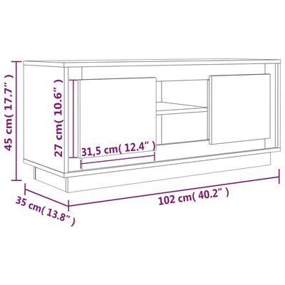vidaXL fehér szerelt fa TV-szekrény 102 x 35 x 45 cm