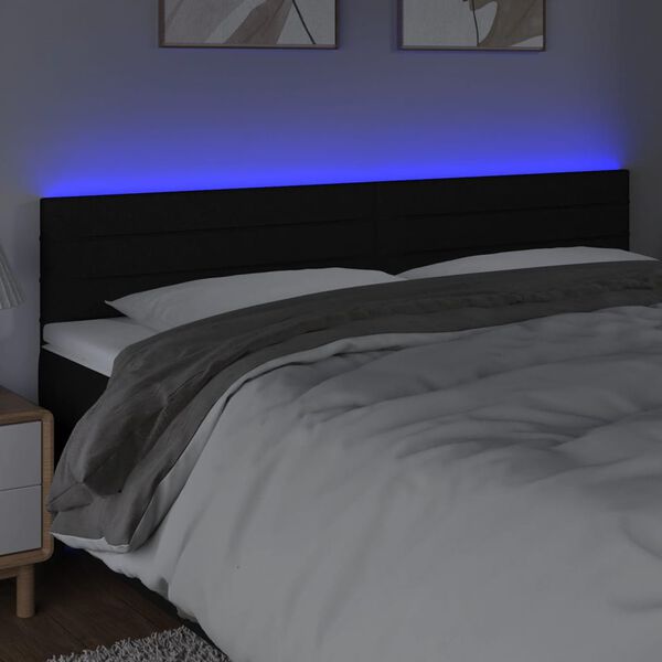 vidaXL fekete sz&ouml;vet LED-es fejt&aacute;mla 180x5x78/88 cm