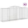 vidaXL 2 db &iacute;ves horganyzott vas gabion kos&aacute;r 300x50x120/140 cm