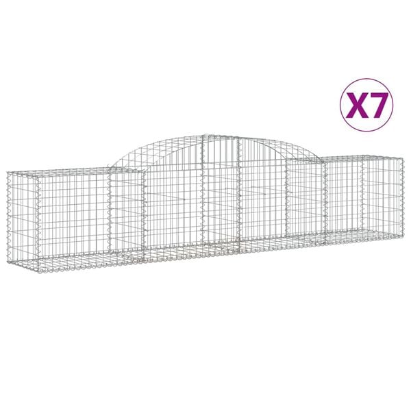vidaXL 7 db íves horganyzott vas gabion kosár 300x50x60/80 cm