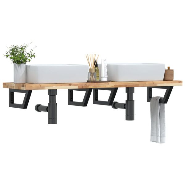 vidaXL ac&eacute;l &eacute;s t&ouml;m&ouml;r ak&aacute;cfa falra szerelhető mosd&oacute;polc