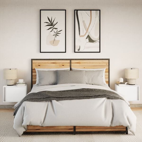 vidaXL 2 db fehér falra szerelhető éjjeliszekrény LED-világítással