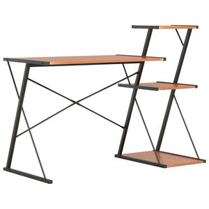 vidaXL fekete &eacute;s barna &iacute;r&oacute;asztal polccal 116 x 50 x 93 cm