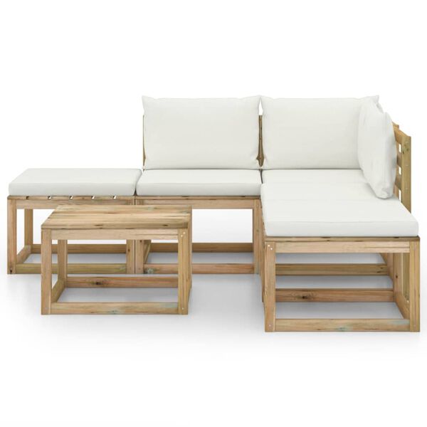 vidaXL 6 r&eacute;szes kerti &uuml;lőgarnit&uacute;ra kr&eacute;msz&iacute;nű p&aacute;rn&aacute;kkal