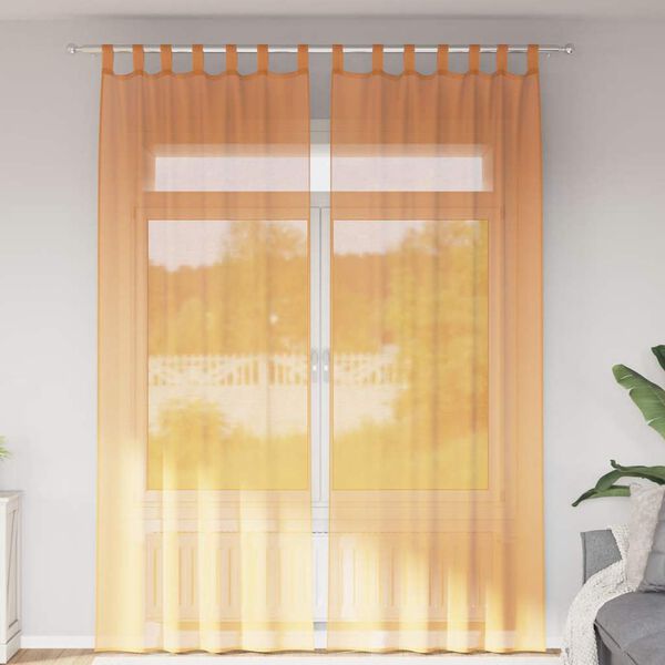 vidaXL 2 db narancssárga fátyolfüggönyök hurokkal 140x260 cm