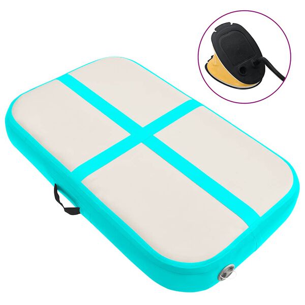 vidaXL z&ouml;ld PVC felf&uacute;jhat&oacute; tornamatrac pump&aacute;val 60 x 100 x 15 cm