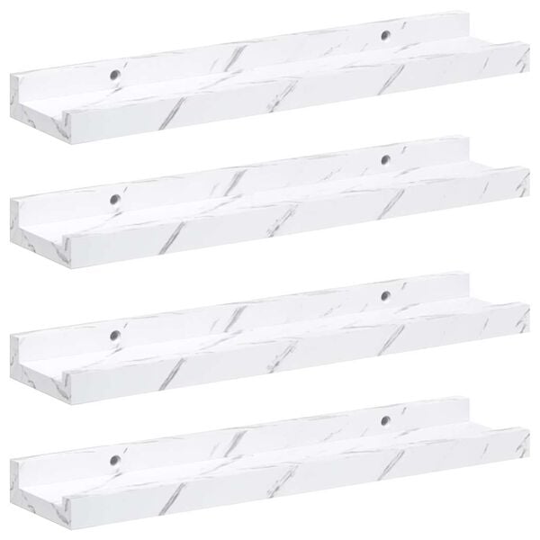 vidaXL Falpolc polcokkal 4 pcs Feh&eacute;r m&aacute;rv&aacute;ny 40 x 9 x 3 cm Faanyag