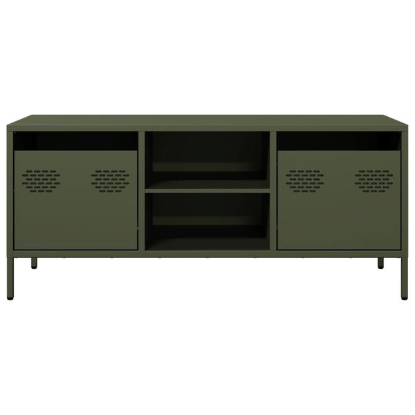 vidaXL olívazöld hidegen hengerelt acél TV-szekrény 101,5x39x43,5 cm