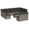 vidaXL 12 r&eacute;szes sz&uuml;rke polyrattan kerti &uuml;lőgarnit&uacute;ra p&aacute;rn&aacute;kkal