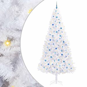 vidaXL Mű kar&aacute;csonyfa 300 LED-del &aacute;llv&aacute;nnyal Feh&eacute;r 300 cm PVC &eacute;s Ac&eacute;l
