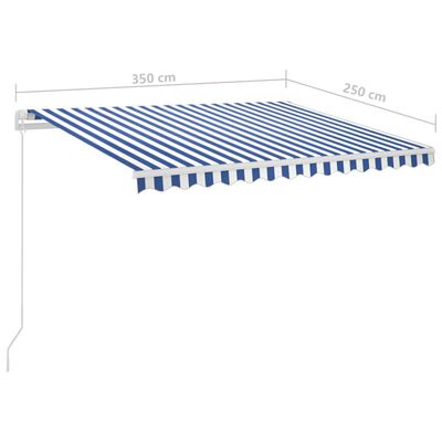 vidaXL kék és fehér automata napellenző póznákkal 3,5 x 2,5 m
