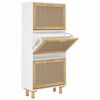 vidaXL feh&eacute;r szerelt fa &eacute;s term&eacute;szetes rattan cipőszekr&eacute;ny 52x25x115cm