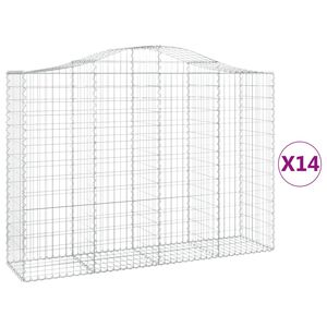 vidaXL 14 db &iacute;ves horganyzott vas gabion kos&aacute;r 200x50x140/160 cm