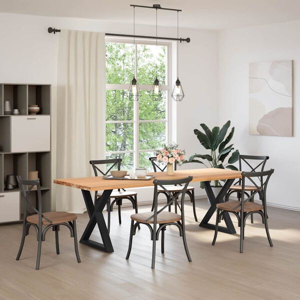 vidaXL 2 db fekete ac&eacute;l &eacute;tkezőasztal l&aacute;b 80 x (72-73,3) cm