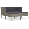 vidaXL 4 r&eacute;szes sz&uuml;rke polyrattan kerti b&uacute;torszett p&aacute;rn&aacute;kkal