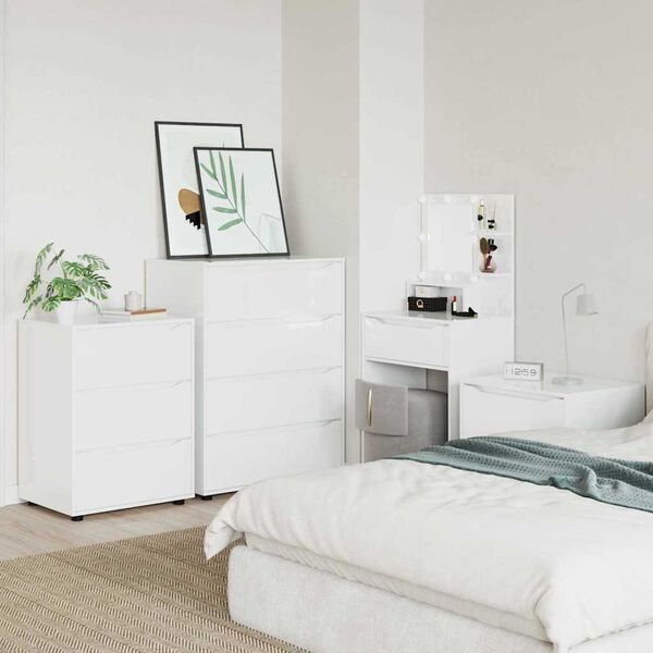 vidaXL Tároló szekrények 2 pcs Magas Fényű Fehér 80 x 48 x 105 cm