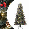 vidaXL Mű kar&aacute;csonyfa 300 LED-del Z&ouml;ld 240 cm PVC &eacute;s Műanyag &eacute;s Ac&eacute;l