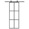 vidaXL fekete ESG &uuml;veg tol&oacute;ajt&oacute; f&eacute;mszerelv&eacute;ny-szettel 76x205 cm