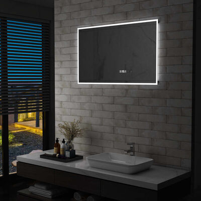 vidaXL LED-es tükör érintésérzékelővel és időkijelzővel 100 x 60 cm