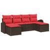 vidaXL Kerti Kanap&eacute; Szett p&aacute;rn&aacute;val 6 pcs Barna Poly Rattan