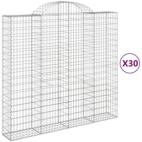 vidaXL 30 db íves horganyzott vas gabion kosár 200x50x180/200 cm
