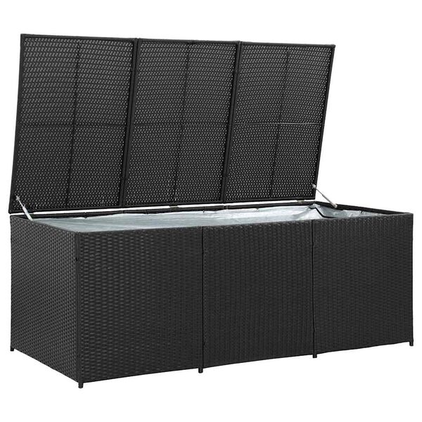 vidaXL fekete polyrattan kerti tárolóláda 180 x 90 x 70 cm