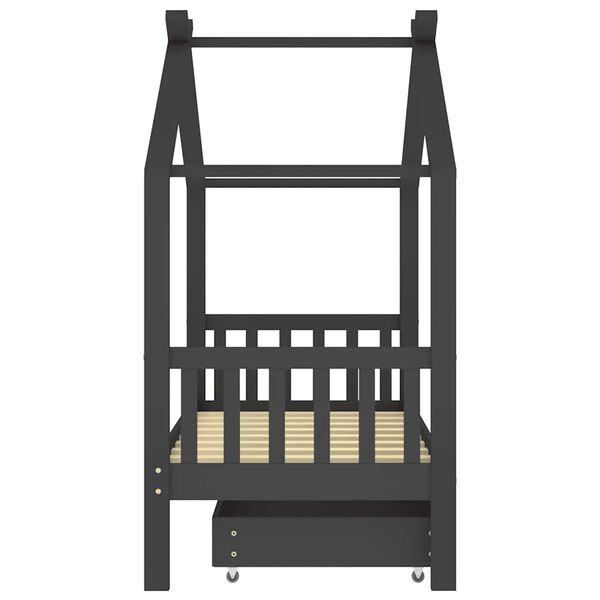 vidaXL s&ouml;t&eacute;tsz&uuml;rke t&ouml;m&ouml;r fenyőfa gyerek&aacute;gykeret fi&oacute;kkal 80 x 160 cm