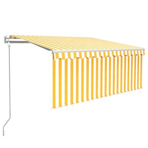 vidaXL s&aacute;rga-feh&eacute;r sz&eacute;l&eacute;rz&eacute;kelős, LED-es napellenző redőnnyel 3x2,5 m