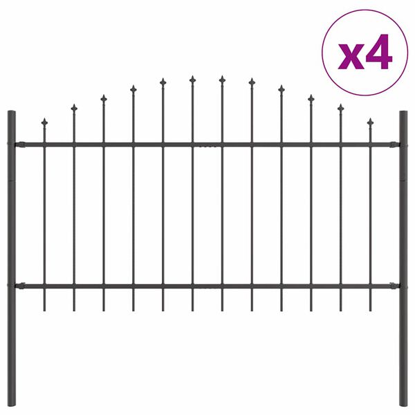 vidaXL Kerti Ker&iacute;t&eacute;s 4 pcs Sz&uuml;rke 170 x 140 cm Porsz&oacute;rt ac&eacute;l