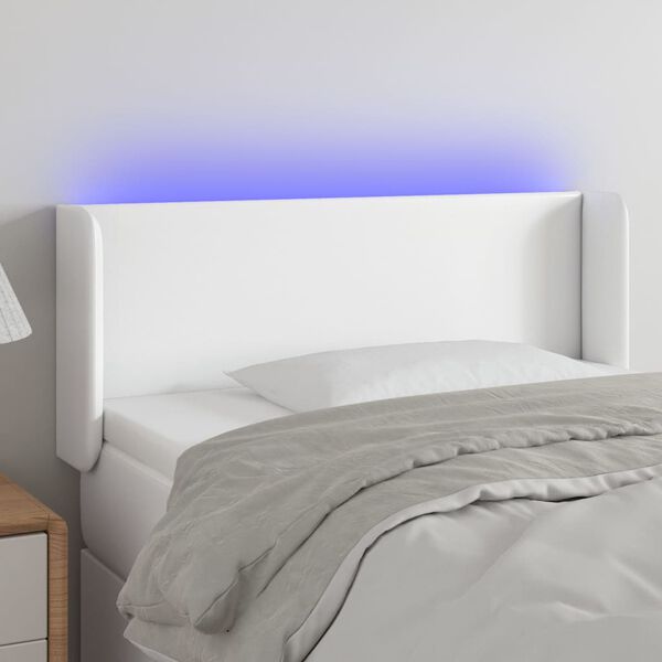 vidaXL feh&eacute;r műbőr LED-es fejt&aacute;mla 93x16x78/88 cm