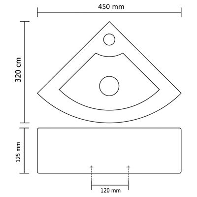 vidaXL fekete kerámia mosdókagyló túlfolyóval 45 x 32 x 12,5 cm