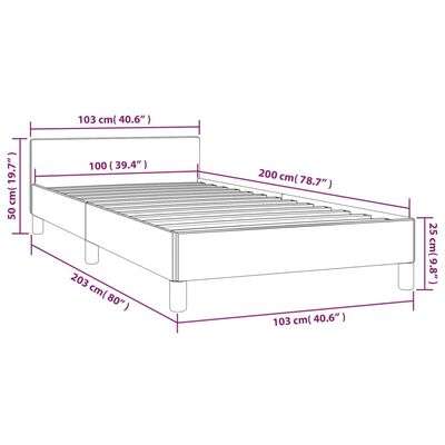 vidaXL világosszürke szövet ágykeret fejtámlával 100x200 cm