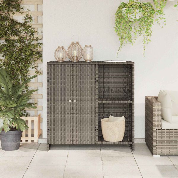 vidaXL T&aacute;rol&oacute;szekr&eacute;ny polcokkal Sz&uuml;rke 100 x 36 x 102 cm Rattan