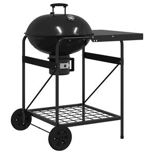 vidaXL K&uuml;lt&eacute;ri grill ker&eacute;kkel Fekete 91 x 71 x 107 cm F&eacute;m