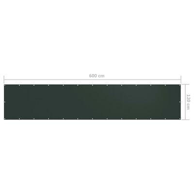 vidaXL sötétzöld oxford-szövet erkélyparaván 120 x 600 cm