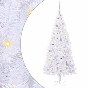 vidaXL Mű kar&aacute;csonyfa 300 LED-del &aacute;llv&aacute;nnyal Feh&eacute;r 180 cm PVC &eacute;s Ac&eacute;l