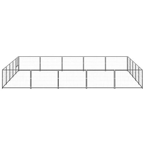 vidaXL fekete ac&eacute;l kutyakennel 25 m&sup2;