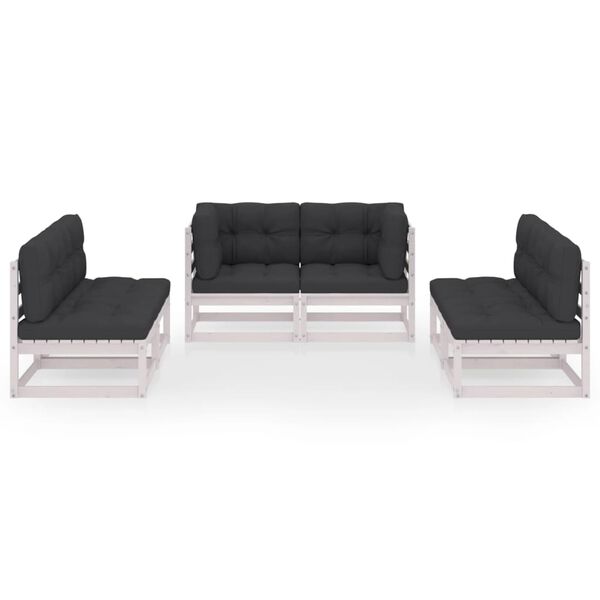 vidaXL 6 r&eacute;szes t&ouml;m&ouml;r fenyőfa kerti &uuml;lőgarnit&uacute;ra p&aacute;rn&aacute;kkal