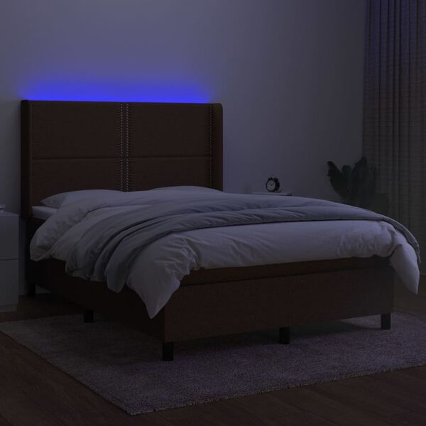 vidaXL barna sz&ouml;vet rug&oacute;s &eacute;s LED-es &aacute;gy matraccal 140x190 cm