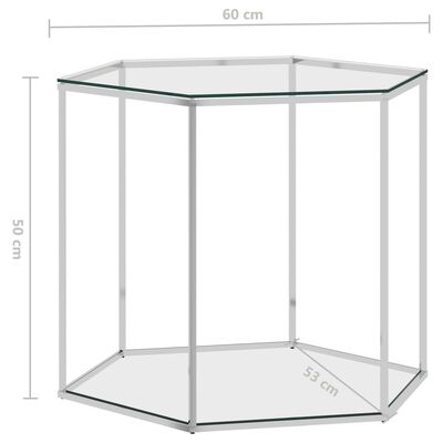 vidaXL ezüstszínű üveg és rozsdamentes acél dohányzóasztal 60x53x50 cm