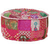 vidaXL k&eacute;zzel k&eacute;sz&uuml;lt kerek r&oacute;zsasz&iacute;n pamut patchwork puff 40 x 20 cm