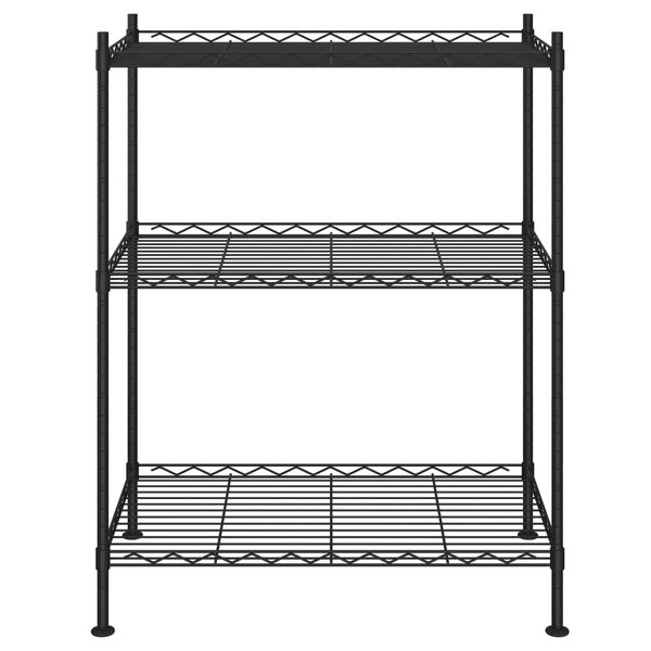 vidaXL 3 szintes fekete t&aacute;rol&oacute;&aacute;llv&aacute;ny 150 kg 60 x 35 x 76 cm