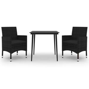 vidaXL 3 r&eacute;szes polyrattan &eacute;s &uuml;veg kerti &eacute;tkezőgarnit&uacute;ra p&aacute;rn&aacute;kkal