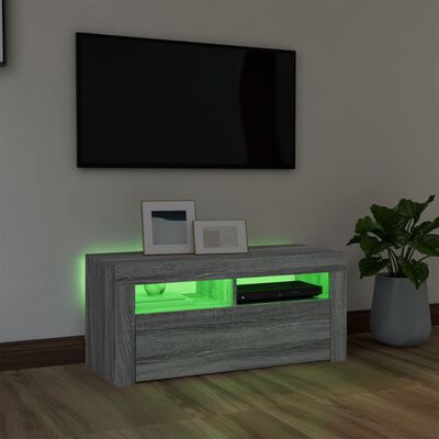 vidaXL szürke sonoma színű TV-szekrény LED-világítással 90x35x40 cm