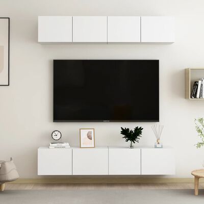 vidaXL 4 db fehér forgácslap TV-szekrény 80 x 30 x 30 cm